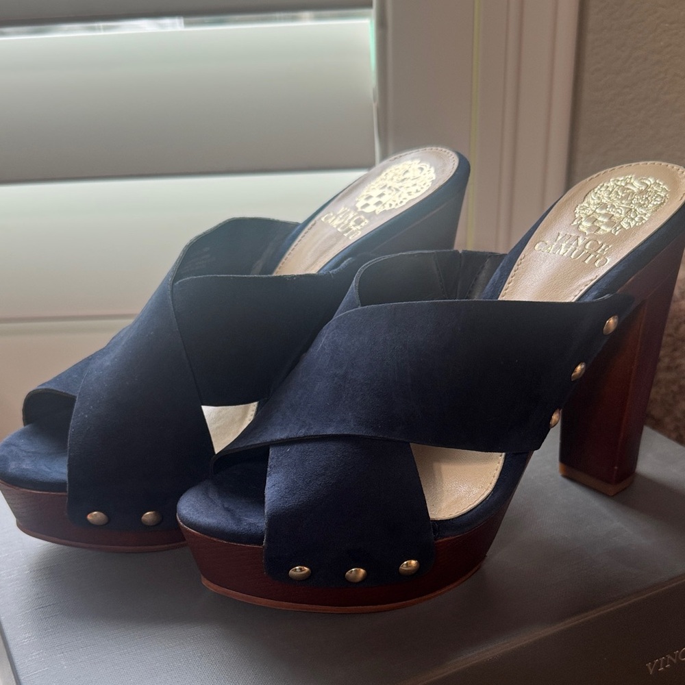 Vince Camuto Women's Dark Blue Mules